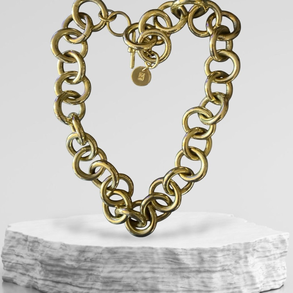1AR by UNOaERRE Italian Gold Tone Statement Chain Necklace | Made in Italy